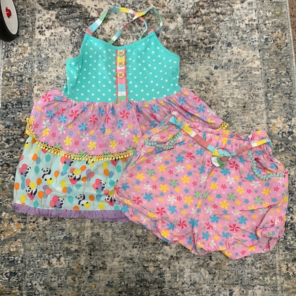 Matilda Jane girls size 8, teal, blue, purple tank and short set